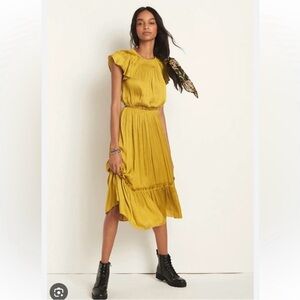 Anthropologie Current Air Yellow silk dress. Size Medium. Like New